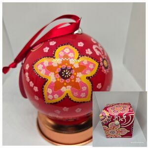 Vera Bradley Raspberry Fizz Glass Ball Ornament Christmas   W Box